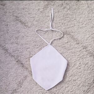 Babaton White Ribbed Halter Crop Top Size Small